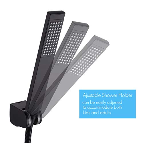 KES Brass Handheld Shower Head, Matte Black, Wall Mount, with Hose & Holder - color: Matte Black