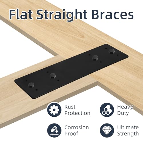 4Pcs Straight Steel Flat Plate, 10" X 3" Heavy Duty Mending Plate, Joining Brackets, Repair Joining Fixing Brace with 2 Sets of Screws Fit 4x4,6x6 Lumber