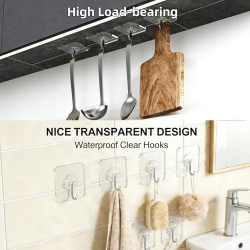 DDMY Clear Adhesive Hooks Heavy Duty Walls Hook 36 Pack for Hanging - color: Transparent, size: 36 Pieces