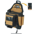 MELOTOUGH Small Electrician Tool Pouch With Belt Clip Attachment - 9 Pockets Tradesman Bag With Tape Thong - Holster for Electricians - color: Khaki Electrician Tool Pouch