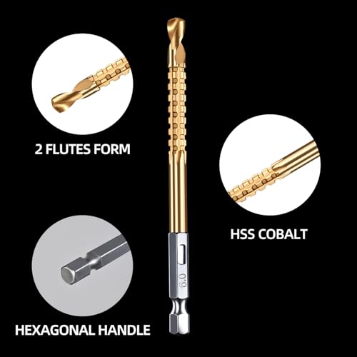Unibit Step & Side Cutting Twist 8 PCS Drill Bits Set Hex Shank - color: Gold