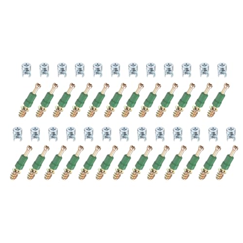 uxcell 25Set 8x11.3mm Cam Locking Screws with M6x34mm Furniture Connecting Fitting, Cam Bolts Dowels for Splicing Assembly of Table Cabinets, Green - size: M6x34mm