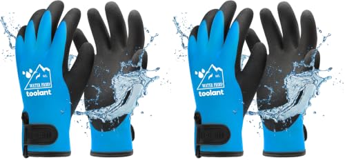 toolant 100% Waterproof Winter Work Gloves, Thermal Insulation with Grip (Pack of 2) - color: Blue, size: Large (Pack of 2)