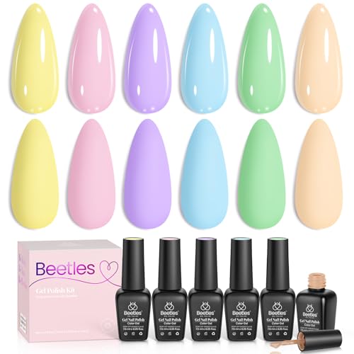 Beetles Pastel Gel Nail Polish, 6 Colors Macaron Pastel Gel Polish Set - color: D - Creme | Candy Land