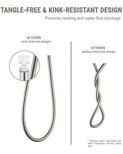 79 inches Kinkless Brushed Nickel Stainless Steel Natural Color Flexible Stainless Steel Shower Hose - Replacement for Handheld Showerhead Hose - style: 79'' Brushed Nickel