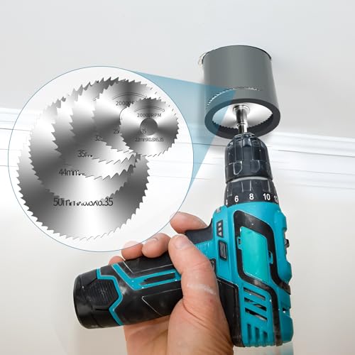 9Pcs 1/4" Hex Shank Rotary Saw Blades Cutting Wheel Set | 6 sizes metal cutting discs, 2pcs 1/4" hex mandrels & 1 screwdriver, cuts wood, plastic, metal for rotary drill tools - color: silver