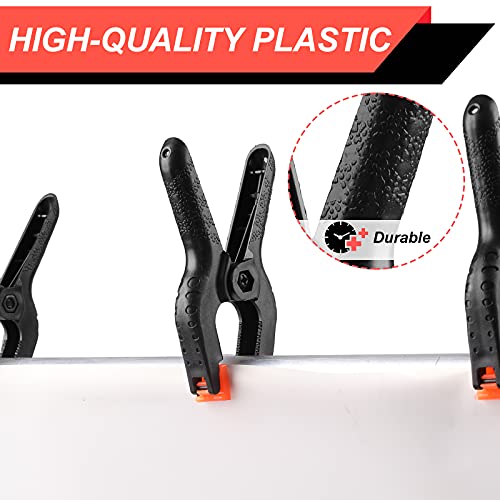 12 Pack Plastic Spring Clamps, 3.5inch Small Heavy Duty Clips for Crafts, Backdrop Stand, Woodworking, Photography Studios (Black) - size: 12 Pack,3.5inch