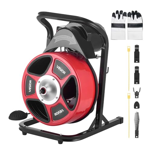 VEVOR Drain Cleaner Machine 50 FT x 1/2 Inch Manual Feed Sewer Snake Auger - style: 50 FT x 1/2'' Upgraded Version