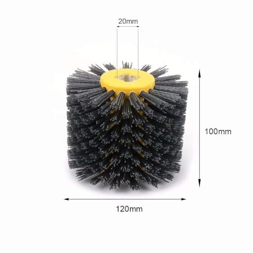 Enhance Your Wooden Furniture with SIGNI Abrasive NYLON Drawing Wheel Drum Burnishing Polishing Brush - Ideal for Floor Polishing, 120X100mm Size, 120 Grit - Pack of 1 - size: 120 Grit, Black