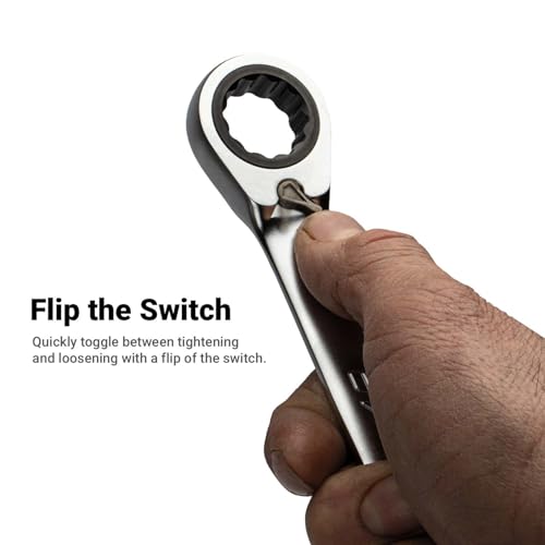 Capri Tools 19 mm 120-Tooth Ultra-Smooth Reversible Ratcheting Combination Wrench, XL Long Series, 12-Point - size: 19 mm