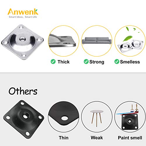 Anwenk Leg Mounting Plates, Furniture Leg Attachment Plates Industrial Strength T-Plate 5/16" (M8) Sofa Legs with Hanger Bolts,Screws,Strengthen Weak Furniture Repair Damaged Sofa Couch Seat,Set of 4 - color: M8 Leg Mounting Plates