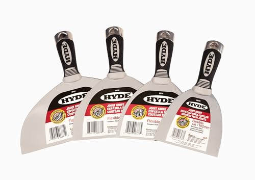 Hyde 4, 5, 6, and 8 Inch Pro Stainless, Flexible, One-Piece, Rust Resistant, Metal Joint Knife with Hammerhead End & Ergonomic Comfort Grip Handle, Versatile in Many Home Improvement Tasks, 06893 - size: 4/5/6/8 Inch Kit