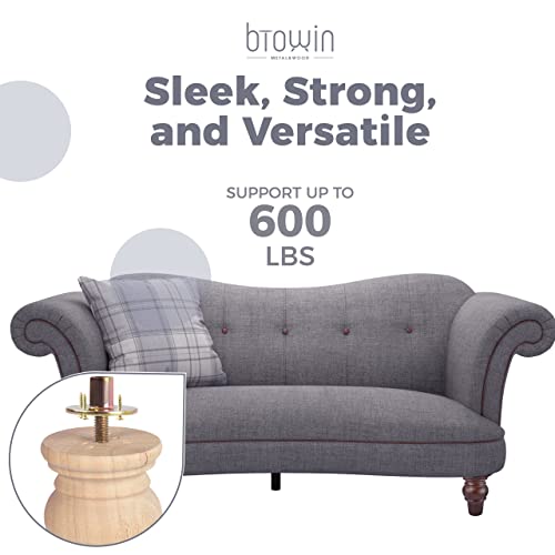 4" Solid Wood Bun Furniture Legs, 4Pcs with 5/16" Bolts, Unfinished - color: Unfinished