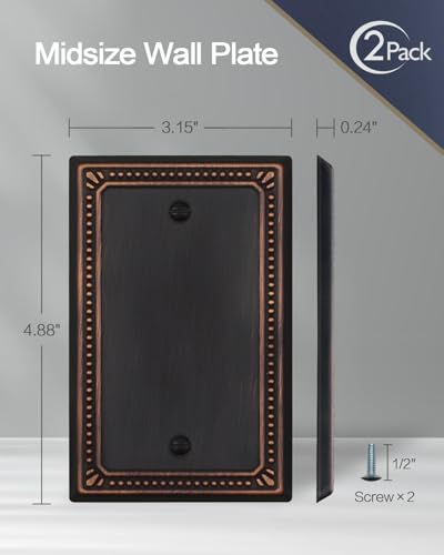 Switch Plates Outlet Covers, 2-Pack Aged Bronze Metal Wall Plates - color: Aged Bronze, size: 1 Blank 2PK
