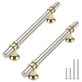 Haliwu 10 Pack 5 Inch Brushed Nickel and Gold Cabinet Handles | 128mm Hole Center, Solid Aluminum and Zinc Alloy, Kitchen Pulls Hardware for Bathroom Drawer Dresser - color: Brushed nickel&Gold, size: 5-inch (128mm) hole spacing