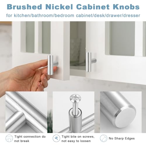 Estmoon 30 Pack Cabinet Knobs Brushed Nickel Cabinet Handles, Stainless Steel Single Hole Kitchen Cabinet Knobs Silver Cabinet Pulls for Kitchen Cabinets and Dressers,2 Inch Overall Length Drawer Knob - color: Brushed Nickel
