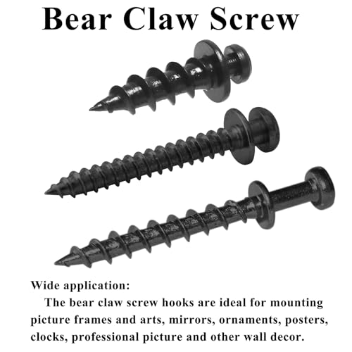 laffeya Bear Claw Picture Hangers, Multi-Purpose Double-Headed Screws - style: Black Three Size