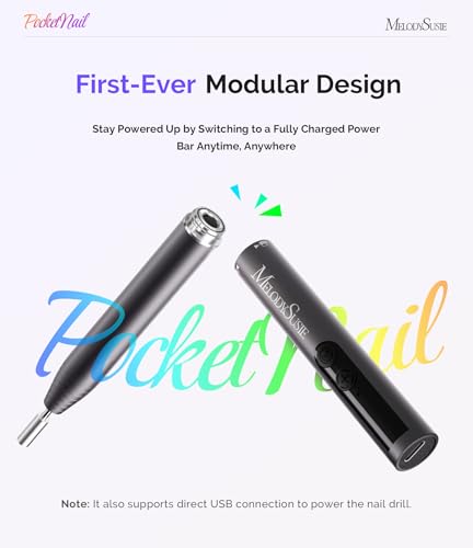 MelodySusie Pen-Shaped Cordless Nail Drill PocketNail PC100GR for Beginners - color: Basic - Gray