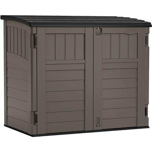 Suncast 34 Cu Ft Horizontal Storage Shed, Resin, Lockable, Stoney Black