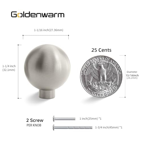 Goldenwarm 10 Pack Brushed Nickel Cabinet Knobs Drawer Knobs - color: Brushed Nickel