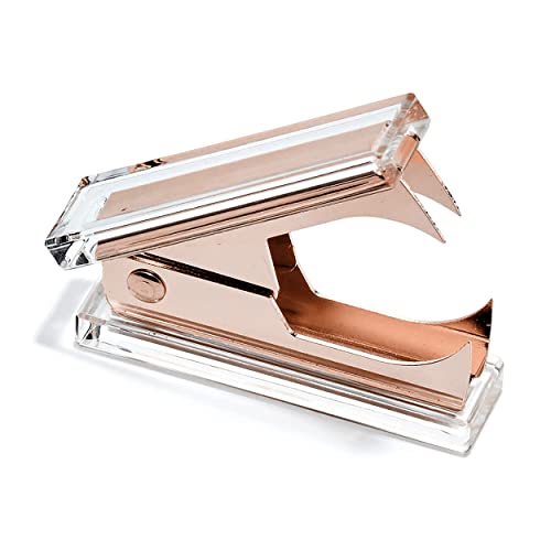 OfficeGoods 3-Piece Acrylic Desk Set, Clear with Rose Gold Metal - color: Clear Rose Gold