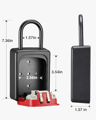 Puroma Key Lock Box Large with Code Lockbox Outdoor Wall Mount Safe 1 Red - color: Red