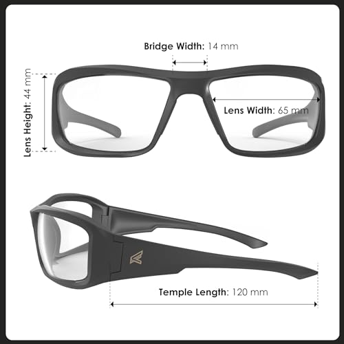 EDGE Brazeau Safety Glasses, Non-Slip, Impact/Scratch Resistant, 99.9% UV Protect, ANSI Z87 Rated - color: Black Frame