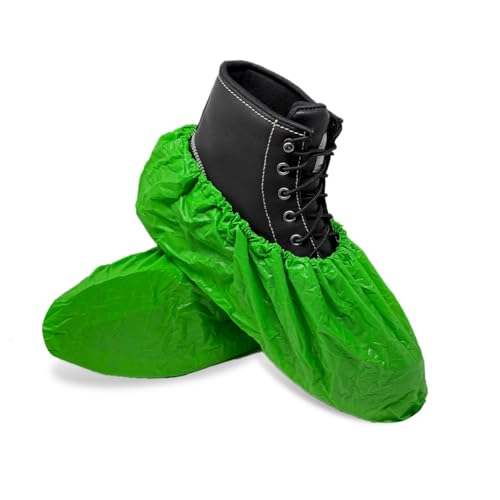 ShuBee Waterproof Shoe & Boot Covers Slip-Resistant Disposable for Plumbing Construction Floor Protection - 40 Pair - color: Waterproof Bright Green