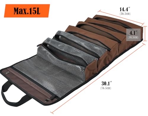 WELKINLAND Heavy-Duty Waxed Canvas Tool Roll, 7-Pocket 15L Tool Bag Roll