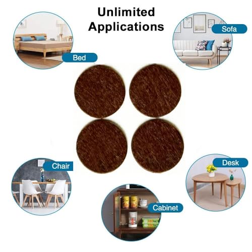 48 Pcs Self Adhesive 1" Round Felt Furniture Pads (Brown, 1") - color: Brown