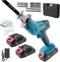Reciprocating Saw Cordless, Variable Speed 3000 RPM Brushless Motor with 8 Saw Blades, 2 x 2.0Ah Batteries, LED Light, Tool‑Free Blade Change, Portable for Wood PVC Cutting