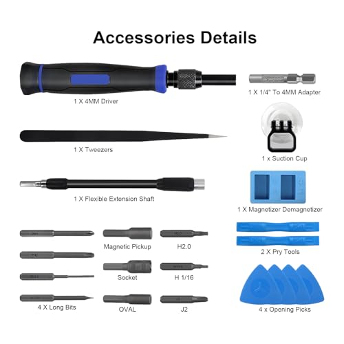 152 in 1 Precision Screwdriver Set with Case, Small Magnetic Screwdriver Electronic Toolkit for Computer, Laptop, Game Controller, Glasses, Phone Repair Tool Kit - color: Blue