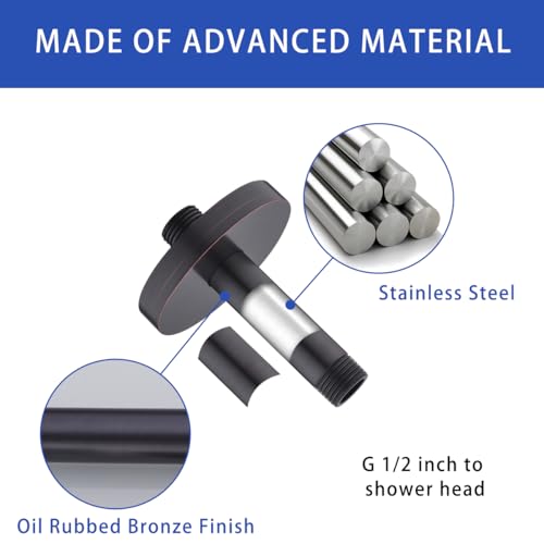 Wall Mounted Stainless Steel Shower Arm Shower Head Extension Pipe Bathroom Accessories 4 Inch Oil Rubbed Bronze,SW-RD91038-4-ORB. - color: Circular Flange-4" Oil Rubbed Bronze