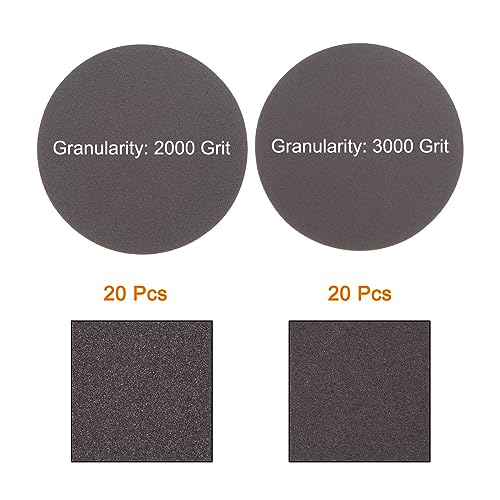 uxcell 40pcs 3 Inch Sanding Sponge Set 2000 Grit 3000 Grit Hook and Loop Sanding Disc Wet/Dry Polishing for Car Wood Drywall Metal (20pcs of Each Grit) - size: 2000 Grit 3000 Grit