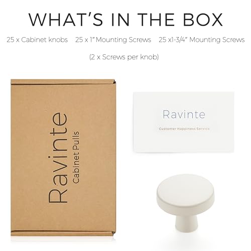 Ravinte White Drawer Pulls, 1-1/4 Inch Cabinet Knobs,25 Pack - color: White