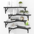 ROMGUAR CRAFT Corner Floating Shelves Wall Mounted Set of 4, Black - color: Black