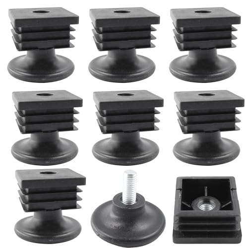 8Pcs Adjustable Leveling Feet 38 x 38mm Square Insert Kit Furniture Glide Leveler, Leveling Screw Leg for Cabinets Sofa Tables Chairs Raiser, Black - size: 38x38mm