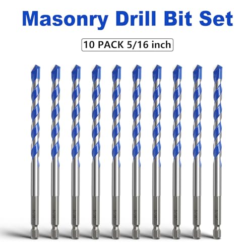 10 Pack 5/16 inch Concrete Drill Bit Set,Masonry Drill Bit Set - style: 5/16"（10 Pcs）