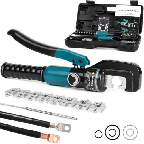Brileine 10 Tons Hydraulic Crimping Tool with 9 Dies, 12 to 2/0 AWG