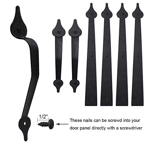 WINSOON Decorative Metal Garage Door Hardware Screw in, Black Steel, 1 Set - size: 1 Pack