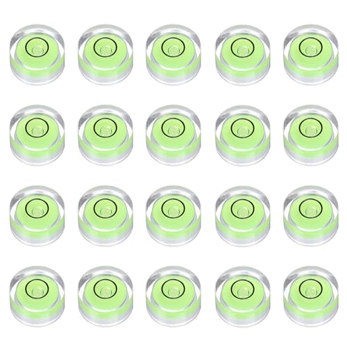 HARFINGTON 20pcs Circular Bubble Spirit Level 12x6mm Mini Round Bubble Spirit Level Little Measuring Layout Tools for TV Industrial Carpentry Picture Frame, Green/Black - color: Green/Black, size: 12x6mm