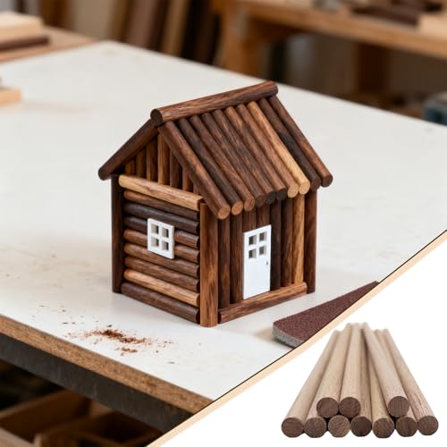 10 Pcs Round Unfinished Walnut Dowel Rod Sticks, 3/8 x 12 Inch Natural Walnut Dowels, Hardwood Dowels for DIY Woodworking Crafts and Model Building