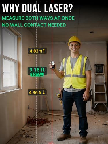 Dual Laser Measuring Tool 393Ft — Measure Both Directions at Once, Rechargeable Distance Meter with Angle Sensor & Level Bubble, 10 Modes for Construction and Home Renovation, IP54 Aluminum