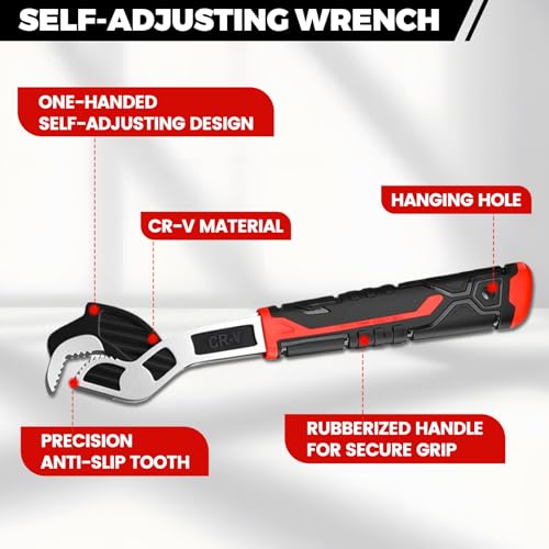 2 Pack 8" & 12" Self-Adjusting Pipe Wrench Set - color: 8”+12”