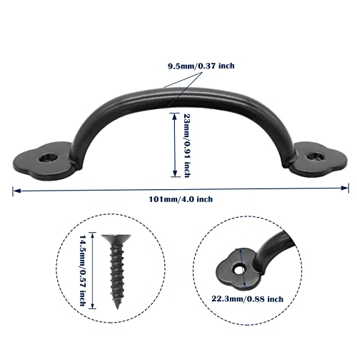 Piutouyar 12 Pcs Barn Door Handles, 3.2 in Hole Center Gate Handle, Black - color: Black, size: 4 Inch