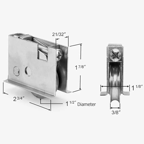 2 Pack Sliding Patio Door Roller Assembly Fits for Pella Wood Glass Doors P/N #0C8P0001 (1992 to P), 1-1/2" Steel Ball Bearing, Edge Adjustable, Stainless Steel Housing W/Flange - color: New Style w/ flange