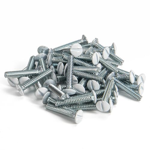 Henne Bery 3/4" Long 6-32 Thread, Oval Head Milled Slot Replacement Wall Plate Screws, 50 Pack, White - color: White, size: 3/4",50 Pack