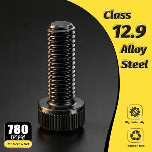 KADRICK 780PCS M3 Screw Kit,Hex Socket Head Cap M3 Bolt 6MM-30MM - size: M3 780Pcs