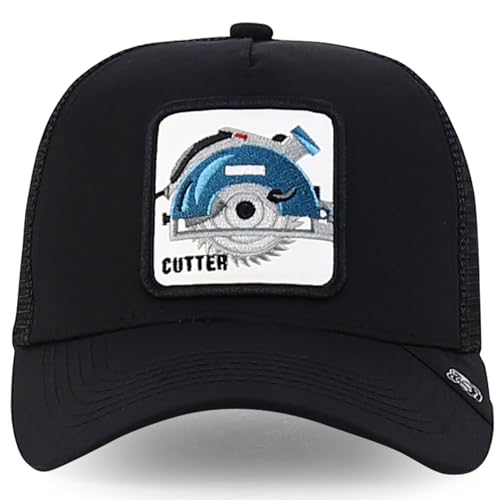 Trendy Apparel Shop 5 Panel Structured Tool Theamed Design Trucker Cap - color: Cutter Black