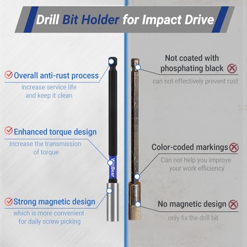 6 PCS Magnetic Extension Bit Holder Set, 2 * 3inch 2 * 4inch 2 * 6inch, Drill Bit Holder for Impact Driver with 6 PCS Screwdriver Bits, 2*PZ2 2*PH2 T20 TT20 - size: 2*3 \ 2*4 \ 2*6 inch
